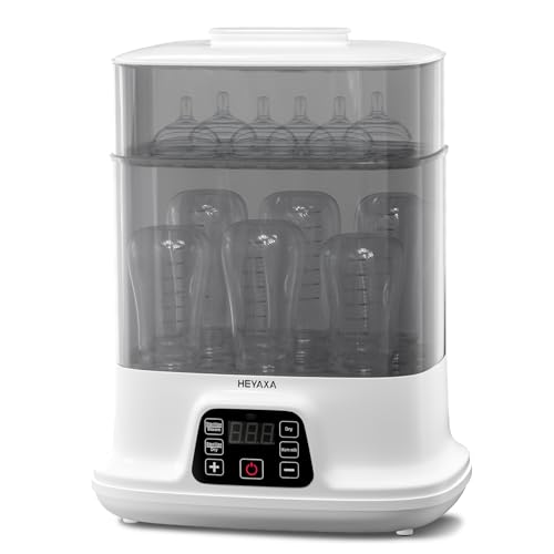 Image of HEYAXA Baby Bottle Steamer and Dryer, Electric Steamer for Baby Bottles, Safe and Reliable, Universal Fit for All Baby Items, Bottles, Breast Pump, LED Touch Screen, Auto Shut-Off