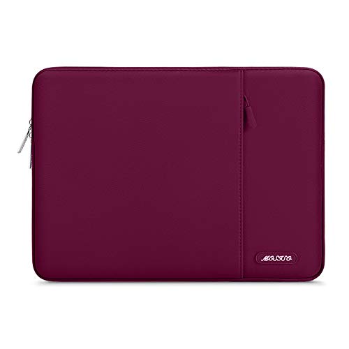 Image of MOSISO Laptop Case 14 inch, 14 inch Laptop Sleeve Compatible with HP Lenovo Dell ASUS Acer, HP Stream, Dell Latitude, Lenovo IdeaPad, Polyester Vertical Computer Sleeve Bag with Pocket, Wine Red
