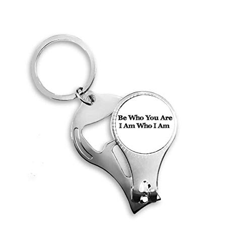 Be Yourself Inspirational Quote Nail Nipper Ring Key Chain Bottle Opener Clipper