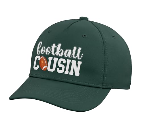 Football Cousin Proud Cousin of A Football Player Cousin Adjustable Printed Baseball Hat, Dark Green