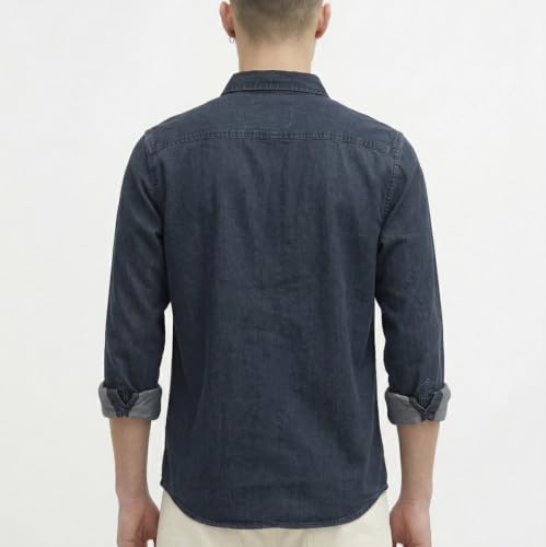 Image of Amazon Brand - INKAST Men Washed Cotton Twill Denim Casual Button Down Shirt | Full Sleeves | Regular Fit | Stylish Summer - Everyday Wear