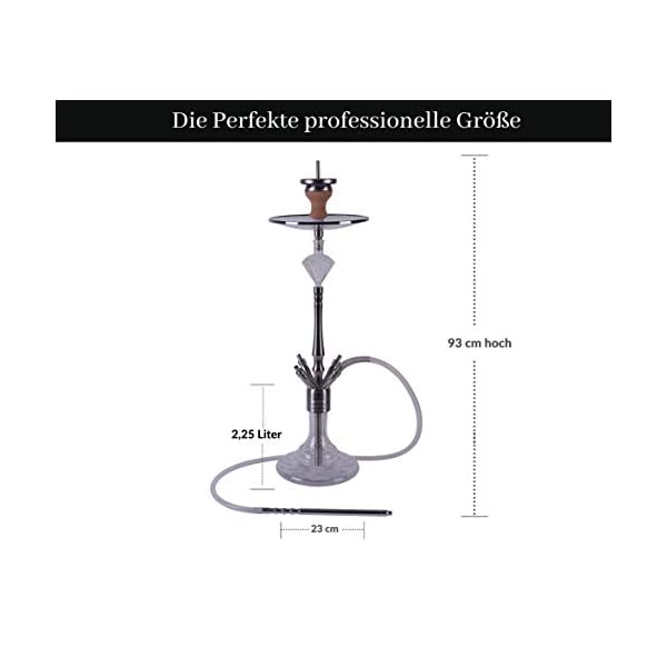 DIAMOND HOOKAH Premium Saphir Shisha Set, Wasserpfeife Shisha Edelstahl Komplettset mit 4 Anschlüsse/Schläuche. 18/8… – Bild 5