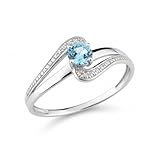 Bijouxenvogue Anillo Oro Blanco Topacio Azul Talla 58