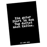 Mr. & Mrs. Panda Postkarte Ein guter Start in... - Geschenk, Kaffee, Glizer Spruch Sprüche Weisheiten Zitate Lustig Weisheit Worte, Grußkarte, Arbeitskollegin, Postkarten, einzelkarte, Freundin