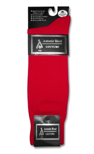 3 Pair of Antonio Ricci Solid RED Color Men's COTTON Dress SOCKS3