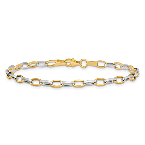 IceCarats 14K Solid Two Tone Gold Link Chain Bracelet 7.25 inch
