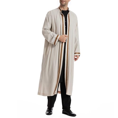 Open Front Muslim Clothes for Men Long Sleeve Islam Middle East Kaftan Islamic Thobe Robe Gown Shirt Dress Arab Wear4