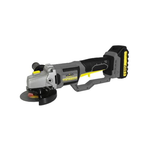 KOMBO Amoladora angular sin escobillas 125 mm - 20 V, 7000 rpm, motor sin escobillas, batería 4.0 Ah, 3 discos incluidos, maletín rígido y accesorios profesionales