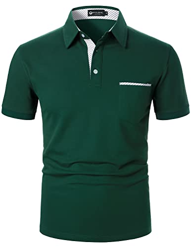 STTLZMC Polos à Manches Courtes pour Hommes Couleurs contrastées T-Shirts de Golf 100% Coton avec...