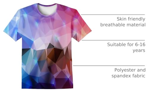 Image of LAIDIPAS Boys Girls 3D Graphic T-Shirt Short Sleeve Tops Tees 6-16 Years | Kids Crewneck Shirts, Vibrant Color, Lightweight and Quick Dry, Trendy Outfits for School, Parties, vacation and Daily Wear