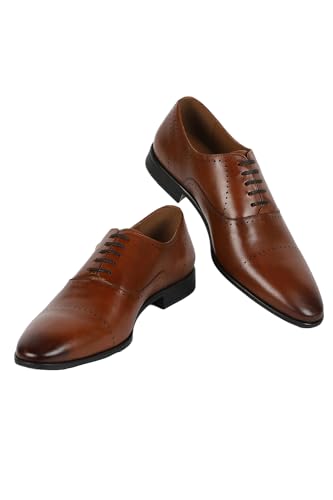 Image of Louis Philippe Men Premium Leather Breathable Lining Material Anti Slip with Heel TPR Sole Formal Derby Shoes