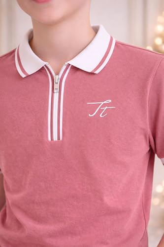 Image of TotzTouch Boys Premium Polo Collar Tshirt Combo with Zipper Closure Color White & Black Age 6 Years to 15 Years