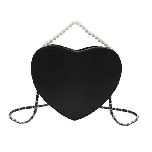 Heart Shape Purse for Women Quilted Crossbody Bag with Pearl Handle Leather Handbag Hearted Crossbody with Chain Strap3