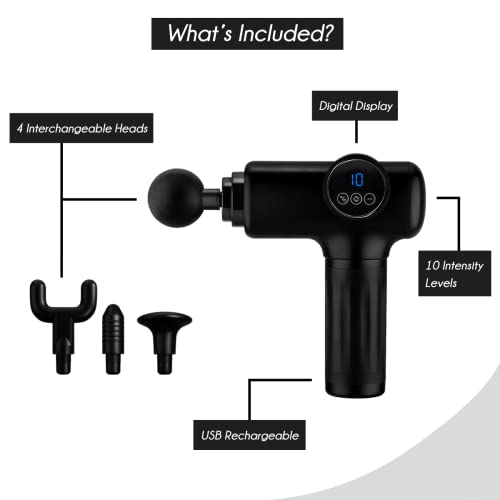 SPA SCIENCES - SmartGun Elite – Therapeutic Deep Tissue Percussion Massager – for Muscle Soreness - with Interchangeable Heads, 10 Intensity Levels and Smart Comfort Pulse – USB Rechargeable - Image 4