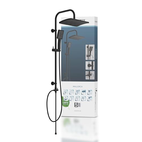SCHÜTTE Kit de douche Malorca - Colonne de douche avec grande douche à effet pluie - Douchette à main avec 3 types de jets - Système de douche avec barre...