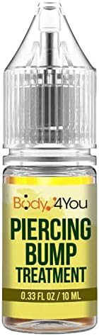 BodyJ4You Piercing Aftercare Bump Treatment | Keloid Removal Shrinking Scar Soothing Skin | Ear Nose Belly Lip | Essential Natural Lavender Rosemary Oil Jojoba Wax | Drops 0.33 Fl Oz (10ml)