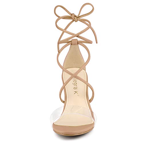 Allegra K Women's Clear Strap Block Heels Lace Up Heels Sandals2