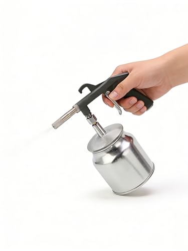 1Pcs Sandblaster Gun Kit with 750CC Aluminum Pot - Air Sand Blasting Tool Set for Rust Removal, Glass Etching, Surface Cleaning & DIY Projects(Silver)