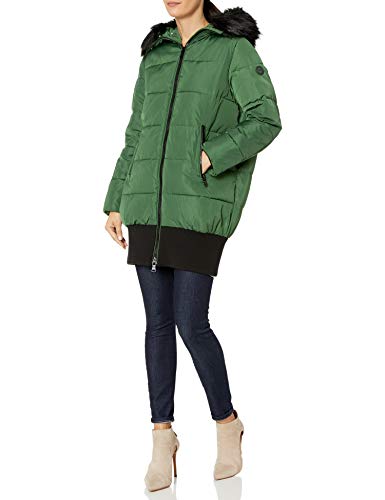 A|X Armani Exchange Women's Down Alternative Puffy Coat with Fur Collar, Herbs, M