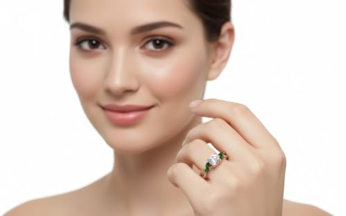 Image of Choose Your Gemstone Braided Diamond CZ Engagement Ring Rose Gold Plated Round Shape Split Shank Engagement Ring Matching Jewelry Wedding Jewelry Easy to Wear Gifts US Size 4 to 12