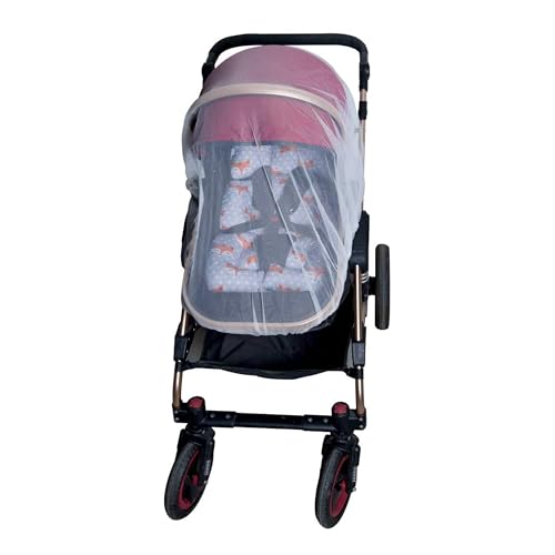 Image of Enovoe Mosquito Net for Baby Stroller and Crib - Durable Mesh Bug Net Cover with Elastic Edge - Fits Strollers, Bassinets, Playards, and Mini Cribs - Travel Essential for Newborns - 63x64-Inch (White)