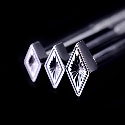 YJIUYUANQ Geometrics Hollow Diamond Leather Work Stamping Tool Carving Pattern 304 Stainless Streel Stamps, 3 Size