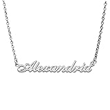 RONKAH Alexandria Custom Personalized Name Necklace Pendant Necklace with Heart Customized Necklace Best Gift for Women Christmas Valentine's Day Mother's Day Birthday AG