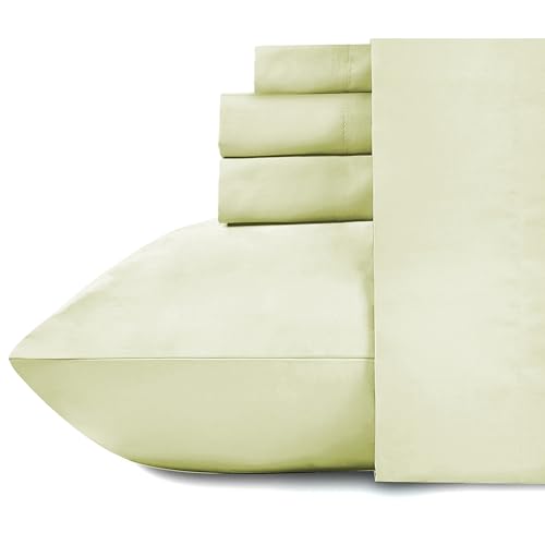 Image of Naksh 100% Cotton 210 TC Plain Elastic Fitted Bedsheets Super King Size 78 x 72 Inches, Ivory | 1 Elastic Bedsheet King Size Cotton & 2 Pillow Covers |Super King Size Bedsheet