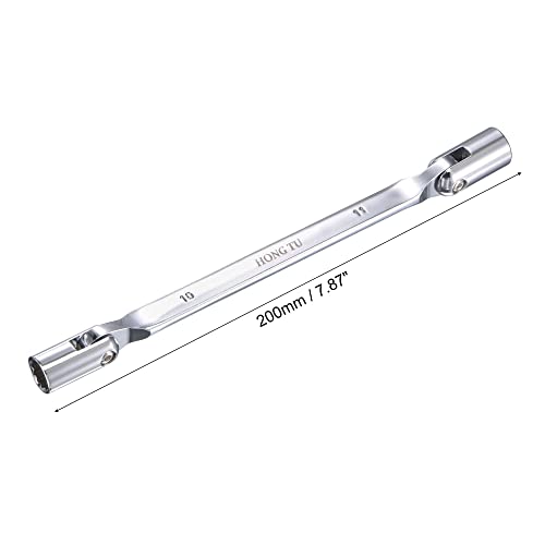 Uxcell 12 Point Flexible Head Socket Wrench, 10Mm X 11Mm Metric Double Swivel Box End, Cr-V 180 Degree Rotation For Mechanical Repair #TOP1