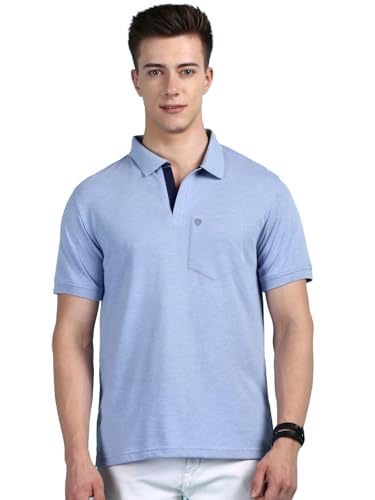 Image of Lux Cozi Men's Half Sleeve Soild Casual Regular Fit T-Shirt with Chest Pocket | Polo Tshirt for Men