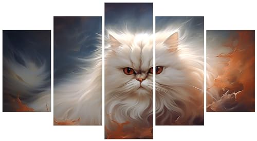 Diamond painting chat blanc 5 pièces pour sublimer votre décoration de salon