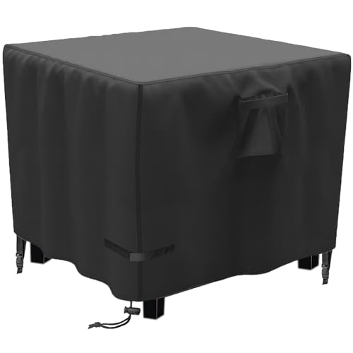 YOWDUTY Propane Fire Pit Cover Square 30 Inch Waterproof Heavy Duty 600D Gas Fire Pit Table Cover 30 x 30 x 25 Inch Fit 28-30 Inch Firepit Table All-weather Protection For Patio Fire Table