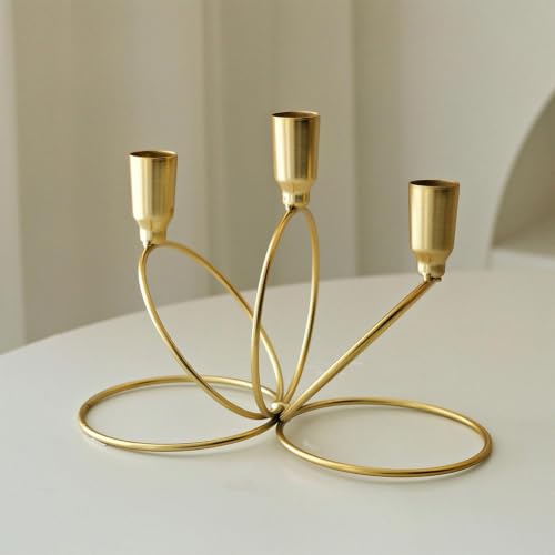 Metal Three Armed Candle Holders 6.1 Inch Gold Candlestick - image 4
