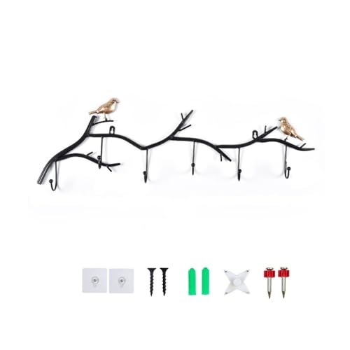 Perchero de pared negro de 80cm con perchas para ropa y ganchos de dormitorio 2