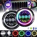 EDITOP 7Inch RGB Headlights (2Pcs 7Inch 75W RGB Headlights)