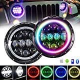 EDITOP 7Inch RGB Headlights (2Pcs 7Inch 75W RGB Headlights)
