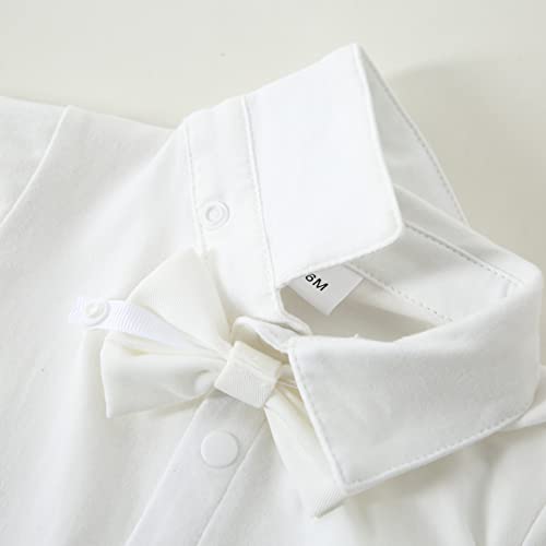 Image of DISAUR Baby Boy Clothes Toddler Boy Outfits 4PCS Gentleman Dress Romper /Vest /Pants /Bow Tie Cotton Suit Sets