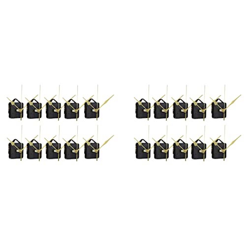 Dytabepl 20 Stück Geräuschloses Uhrwerk Set, DIY Stille Bewegung Spindel Wand Quarz Uhr Uhrwerk Uhr Mechanismus Inklusive Uhrzeiger, Clock Reparatur Werkzeuge Teil Uhr Kit