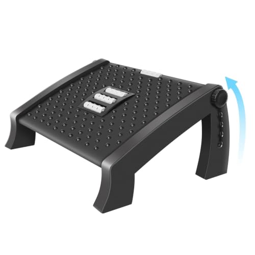 Reposapies ergonómico masaje, 6 alturas ajustables antideslizante...