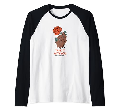 T-shirt Disney La Belle et la Bête Raglan Rose Vintage Top Femme