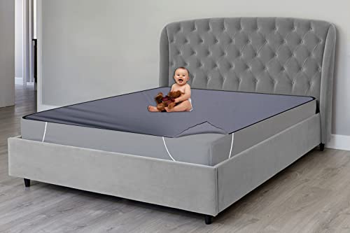 Image of The Furnishing Tree Mattress Protector /Waterproof Bedsheet Size WxL 72x72 inches Double Bed /King Size Polyester Grey