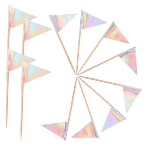 BESTYASH 12pcs Triangle Cupcake Flags Sticks for Cake Decorations Stylish Dessert Toppers for Birthday Wedding Party Multipurpose Food Picks for Fruits Appetizers Cheese Platters