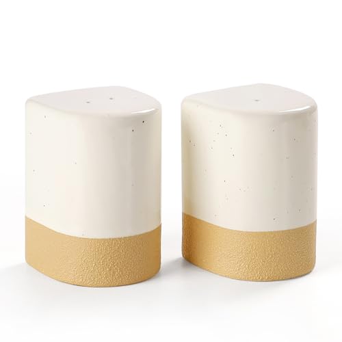 Salt and Pepper Shakers, Ceramic Salt Shaker set of 2, Cute Farmhouse Kitchen Decor Salt and Pepper Shaker, Salt Pepper Container Set for Wedding Regi