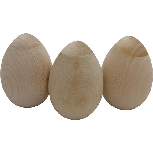 2151 Pk3 Wood Eggs - Natural Chewable Bird Foot Toys, Smooth Surfaces, Easy to Play with, Fun for Birds, Conditions Beaks and Talons, Great for Small to Medium Size Pets Conures Cockatiels Caiques