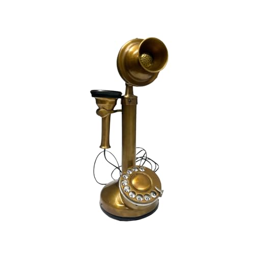 Teléfono de candil con disco rotatorio bronce antiguo