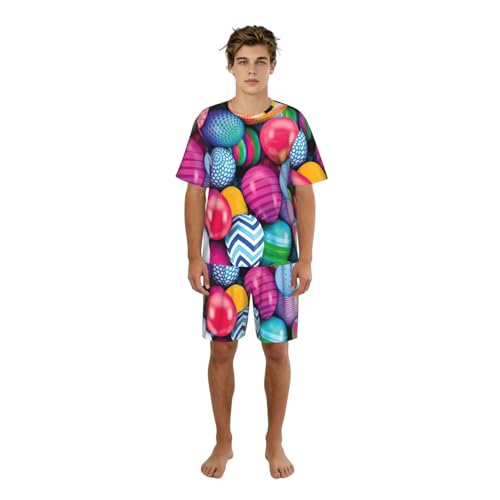 Pyjama 2 pièces homme en maille légère imprimé œufs de Pâques