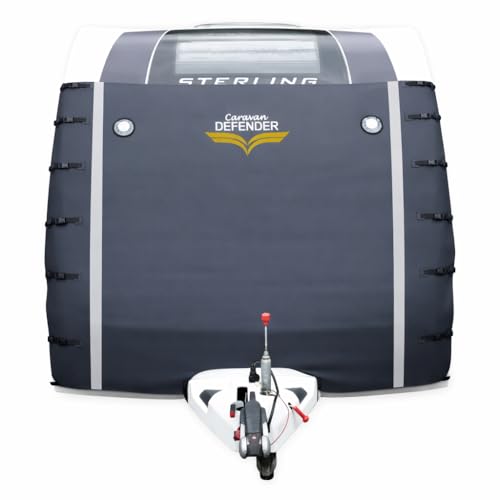 Caravan Defender Universal Front Towing Cover with LED Lights Window Protection with Fleeced Backing Accessories for Caravans Dark Grey (Dark Front)