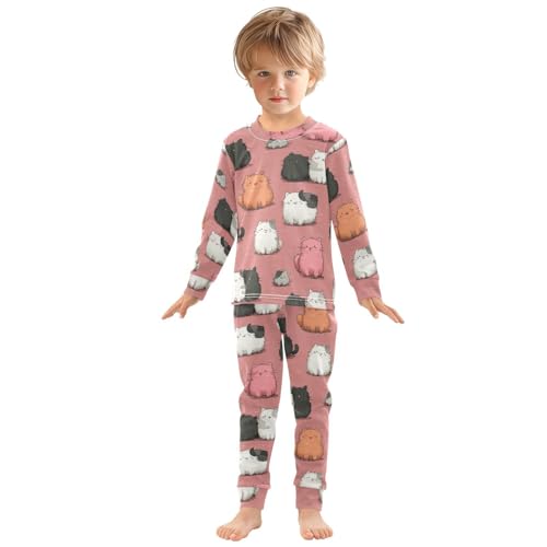 Pajama Sets Long Sleeve Pattern Of Cute Cats Soft Comfy Sleepwear 2 Piece PJS 3-8T2