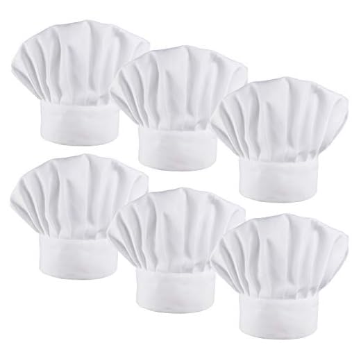 LilMents 6 Pack Chef Hat Set Elastic Baker Kitchen Catering Cooking Chefs Hats (White)