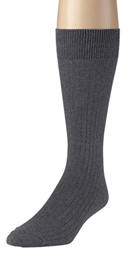 Men's Socks Soft Ribbed Knit Classic Cotton Mid-Calf Crew Dress Socks 3 Pack - Heather Grey (13-15)2